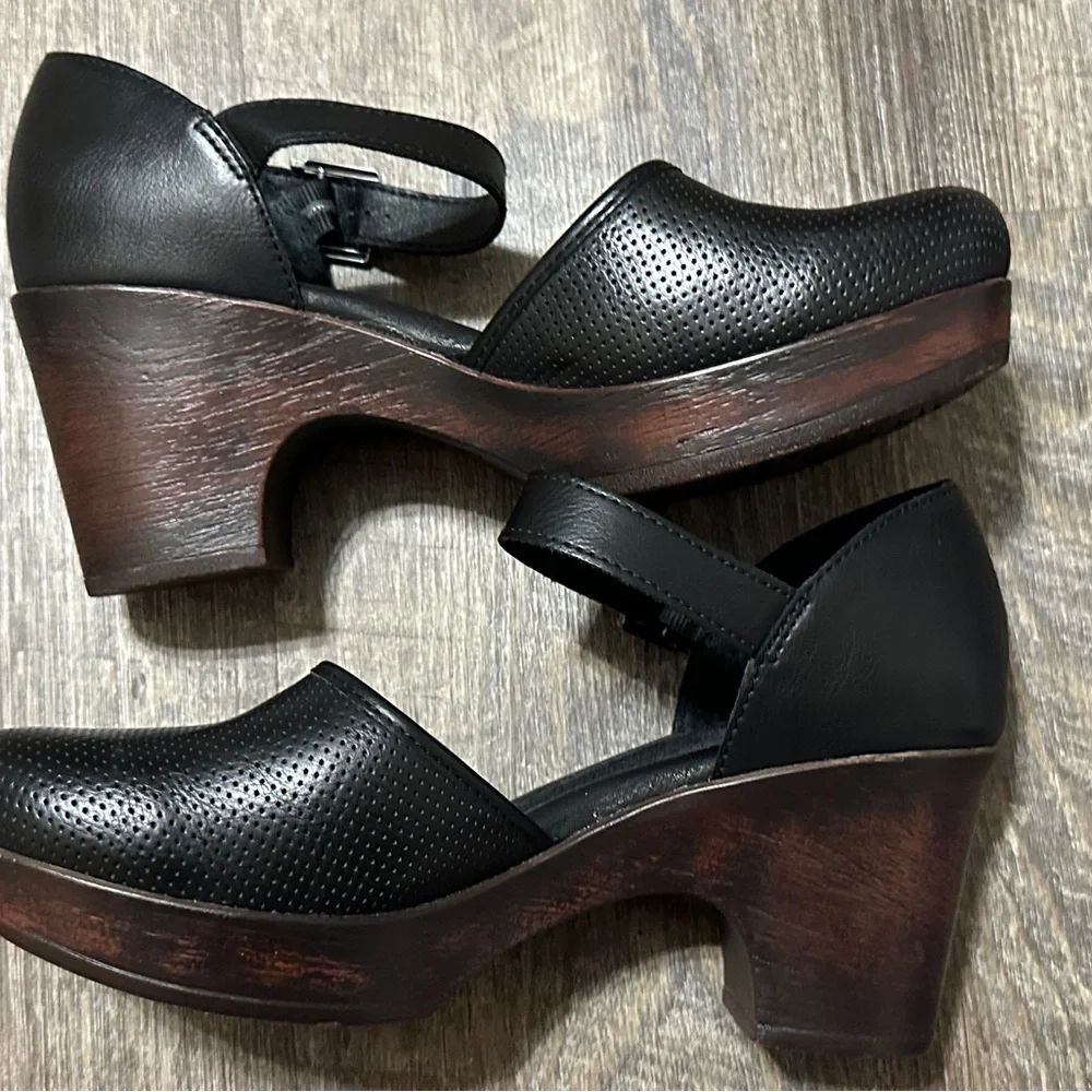 B.o.c. Born Concept Gia Women’s Black Heeled Leather Clog Size 10 - Picture 3 of 6